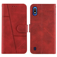 Leather Case Stands Flip Cover Holder Y02X for Samsung Galaxy A10 Red