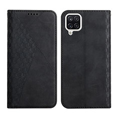 Leather Case Stands Flip Cover Holder Y02X for Samsung Galaxy A12 5G Black