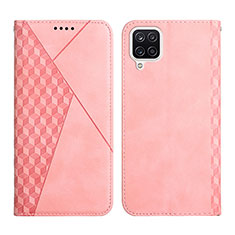 Leather Case Stands Flip Cover Holder Y02X for Samsung Galaxy A12 5G Rose Gold