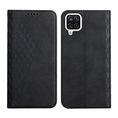 Leather Case Stands Flip Cover Holder Y02X for Samsung Galaxy A12 Black