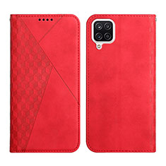 Leather Case Stands Flip Cover Holder Y02X for Samsung Galaxy A12 Red