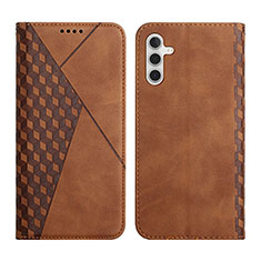 Leather Case Stands Flip Cover Holder Y02X for Samsung Galaxy A13 5G Brown