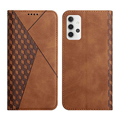 Leather Case Stands Flip Cover Holder Y02X for Samsung Galaxy A32 4G Brown