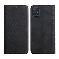 Leather Case Stands Flip Cover Holder Y02X for Samsung Galaxy A71 4G A715 Black