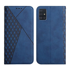 Leather Case Stands Flip Cover Holder Y02X for Samsung Galaxy A71 4G A715 Blue