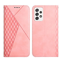 Leather Case Stands Flip Cover Holder Y02X for Samsung Galaxy A72 4G Rose Gold