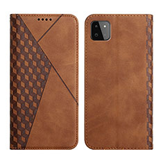 Leather Case Stands Flip Cover Holder Y02X for Samsung Galaxy F42 5G Brown