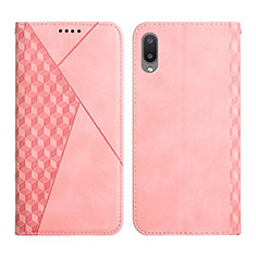 Leather Case Stands Flip Cover Holder Y02X for Samsung Galaxy M02 Rose Gold