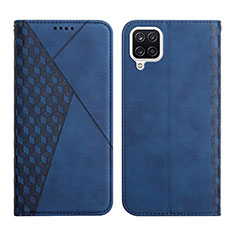 Leather Case Stands Flip Cover Holder Y02X for Samsung Galaxy M12 Blue