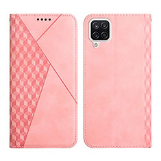 Leather Case Stands Flip Cover Holder Y02X for Samsung Galaxy M12 Rose Gold