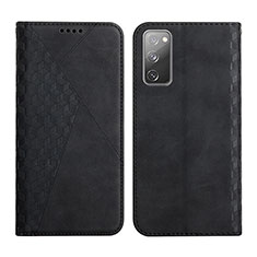 Leather Case Stands Flip Cover Holder Y02X for Samsung Galaxy S20 FE (2022) 5G Black