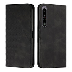 Leather Case Stands Flip Cover Holder Y02X for Sony Xperia 1 IV Black