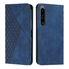 Leather Case Stands Flip Cover Holder Y02X for Sony Xperia 1 IV Blue