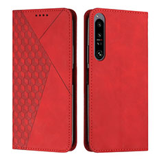 Leather Case Stands Flip Cover Holder Y02X for Sony Xperia 1 IV SO-51C Red
