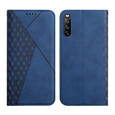 Leather Case Stands Flip Cover Holder Y02X for Sony Xperia 10 III SO-52B Blue