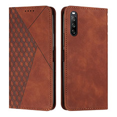 Leather Case Stands Flip Cover Holder Y02X for Sony Xperia 10 IV Brown
