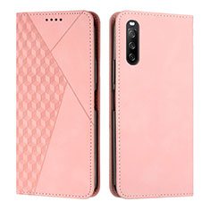 Leather Case Stands Flip Cover Holder Y02X for Sony Xperia 10 V Rose Gold