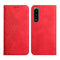 Leather Case Stands Flip Cover Holder Y02X for Sony Xperia 5 III Red