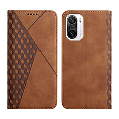 Leather Case Stands Flip Cover Holder Y02X for Xiaomi Mi 11X 5G Brown