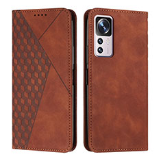 Leather Case Stands Flip Cover Holder Y02X for Xiaomi Mi 12T 5G Brown