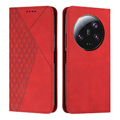 Leather Case Stands Flip Cover Holder Y02X for Xiaomi Mi 13 Ultra 5G Red