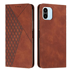 Leather Case Stands Flip Cover Holder Y02X for Xiaomi Poco C51 Brown