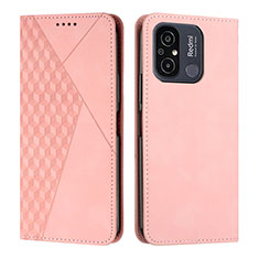 Leather Case Stands Flip Cover Holder Y02X for Xiaomi Poco C55 Rose Gold