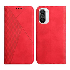 Leather Case Stands Flip Cover Holder Y02X for Xiaomi Poco F3 5G Red