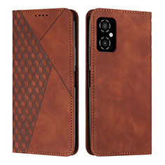 Leather Case Stands Flip Cover Holder Y02X for Xiaomi Poco M4 5G Brown