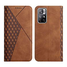 Leather Case Stands Flip Cover Holder Y02X for Xiaomi Poco M4 Pro 5G Brown