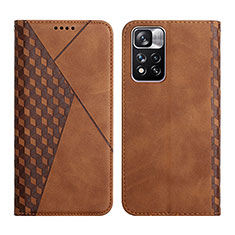 Leather Case Stands Flip Cover Holder Y02X for Xiaomi Poco X4 NFC Brown