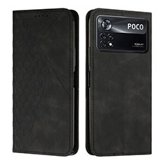 Leather Case Stands Flip Cover Holder Y02X for Xiaomi Poco X4 Pro 5G Black