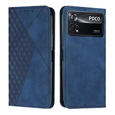 Leather Case Stands Flip Cover Holder Y02X for Xiaomi Poco X4 Pro 5G Blue