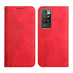 Leather Case Stands Flip Cover Holder Y02X for Xiaomi Redmi 10 (2022) Red