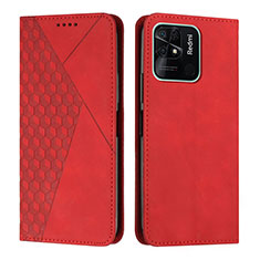 Leather Case Stands Flip Cover Holder Y02X for Xiaomi Redmi 10 India Red