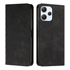 Leather Case Stands Flip Cover Holder Y02X for Xiaomi Redmi 12 4G Black