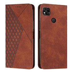 Leather Case Stands Flip Cover Holder Y02X for Xiaomi Redmi 9 Activ Brown