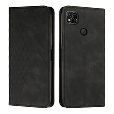 Leather Case Stands Flip Cover Holder Y02X for Xiaomi Redmi 9 India Black