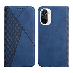 Leather Case Stands Flip Cover Holder Y02X for Xiaomi Redmi K40 5G Blue