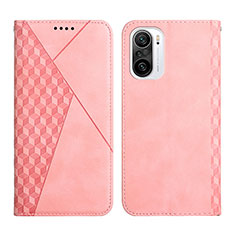 Leather Case Stands Flip Cover Holder Y02X for Xiaomi Redmi K40 5G Rose Gold