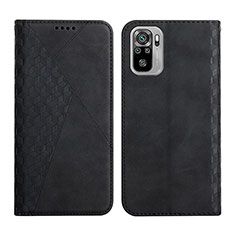 Leather Case Stands Flip Cover Holder Y02X for Xiaomi Redmi Note 10 4G Black