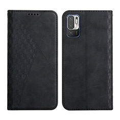 Leather Case Stands Flip Cover Holder Y02X for Xiaomi Redmi Note 10 5G Black