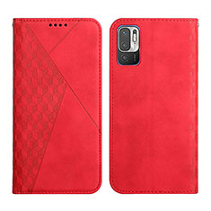 Leather Case Stands Flip Cover Holder Y02X for Xiaomi Redmi Note 10 5G Red