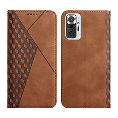 Leather Case Stands Flip Cover Holder Y02X for Xiaomi Redmi Note 10 Pro 4G Brown