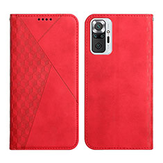 Leather Case Stands Flip Cover Holder Y02X for Xiaomi Redmi Note 10 Pro 4G Red