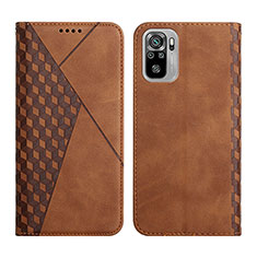 Leather Case Stands Flip Cover Holder Y02X for Xiaomi Redmi Note 10S 4G Brown