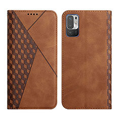 Leather Case Stands Flip Cover Holder Y02X for Xiaomi Redmi Note 10T 5G Brown