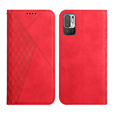 Leather Case Stands Flip Cover Holder Y02X for Xiaomi Redmi Note 10T 5G Red