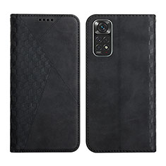 Leather Case Stands Flip Cover Holder Y02X for Xiaomi Redmi Note 11 4G (2022) Black