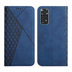 Leather Case Stands Flip Cover Holder Y02X for Xiaomi Redmi Note 11 4G (2022) Blue